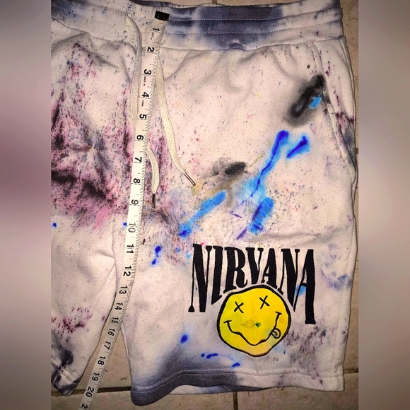 New galaxy swirl tye die one of one NIRVANA designer StreetWear shorts - Picture 4 of 16